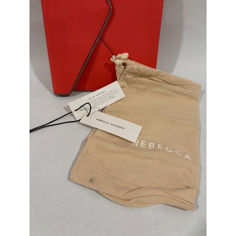 Rebecca Minkoff LEO envelope clutch leather color grapefruit zipper edge - Picture 6 of 6